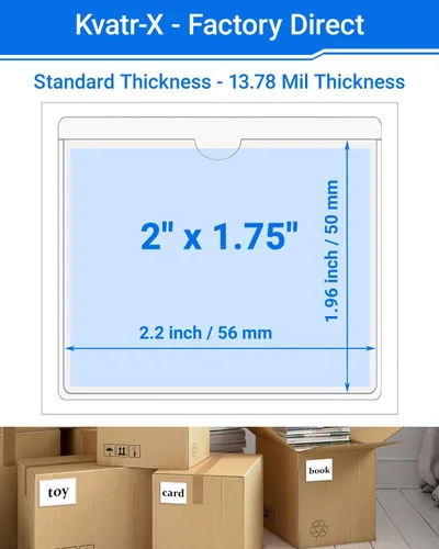 Vista 94 de 30 PCS Clear Self Adhesive Plastic Label Pockets, Top Loading Business & Library Index Card Holders, Peel and Stick Sleeves for Storage Bins, Totes