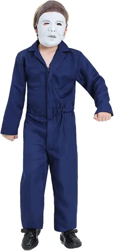 Vista 3 de Disfraz de Michael Myers para niños, disfraz de Halloween, uniforme de asesino con máscara