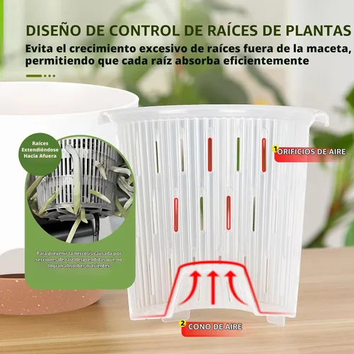 Vista 3 de Macetas de orquídeas de riego automático para plantas de interior, macetas para orqudeas de 5.8 pulgadas, macetas para plantas de interior con Blanco