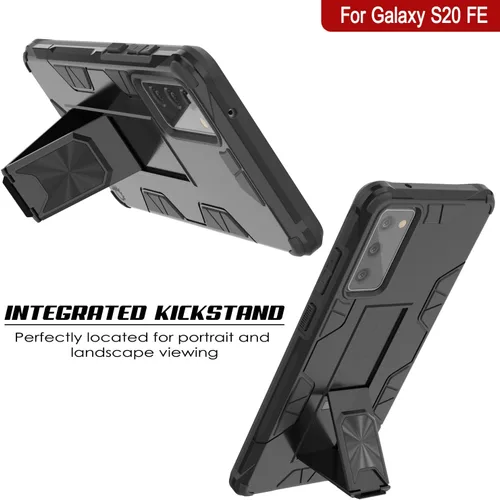 Vista 3 de Punkcase Funda para Galaxy S20 FE [Serie ArmorShield] Funda protectora de doble capa de estilo militar con soporte de agarre de anillo de metal