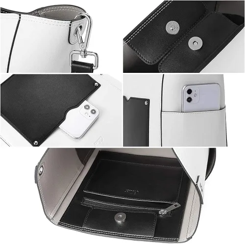 Vista 4 de CLUCI Bolso hobo + cartera grande para mujer, plateado, Elegante