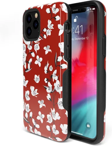 Vista 4 de Casely Funda para iPhone 11 Pro Max Funda floral de cerezo rojo