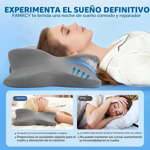 Vista 6 de Almohada cervical para aliviar el dolor de cuello, almohadas de espuma viscoelástica