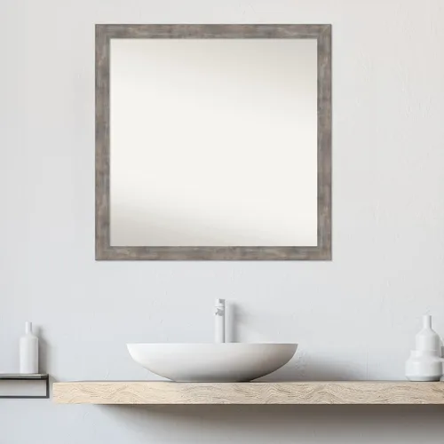 Vista 59 de Amanti Art Silver Bathroom Mirror for Over Sink, 26x35 Custom Made Marred Pewter Rectangle Vanity Mirror, Large Casual Wood Frame, Hangs Horizonally