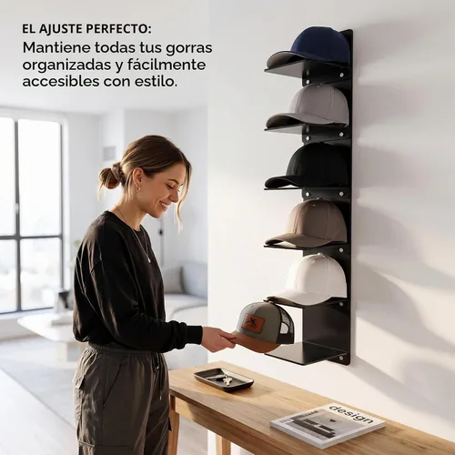 Vista 5 de OnDisplay - Estante de acrílico para sombreros, montaje en pared, para Negro
