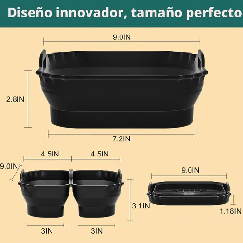 Vista 4 de Plegable 9 pulgadas Air Fryer Silicone Liners para Ninja AF141 5QT AF181 Negro