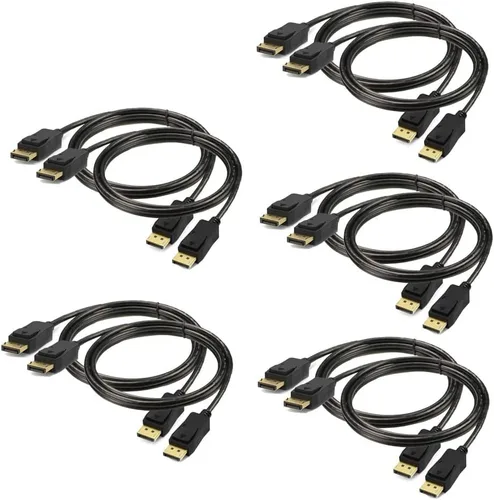 Vista 10 de Cable DisplayPort de 1 pie, paquete de 10 unidades, puerto de pantalla corta (DP) a cable DP de 1 pie [1440P @144 Hz, V1.2 ]