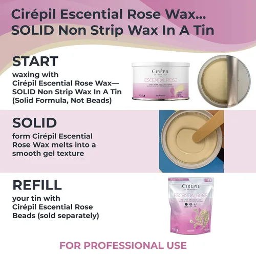 Vista 3 de Cera Cirépil sin tiras, Rosado escential tin