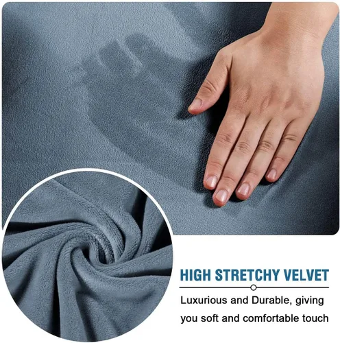 Vista 4 de Funda para silla de oficina con fundas para reposabrazos, funda elástica de terciopelo suave para silla de escritorio, fundas protectoras para silla