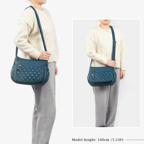 Vista 2 de Bolso cruzado para mujer, bolso de hombro suave de piel sintética, bolso mediano y espacioso, bolso de mano de moda con asa superior