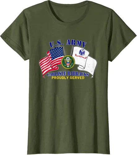 Vista 12 de Carlisle Barracks Pennsylvania Pa Army Base Camiseta con bandera estadounidense, Negro