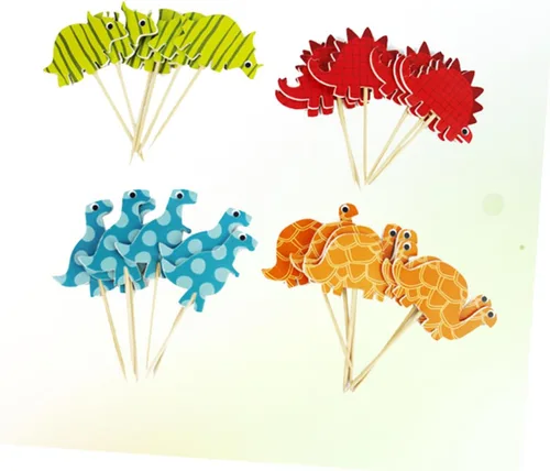 Vista 7 de 96pcs Dinosaur Cake Toppers Birthday Party Dessert Decorations