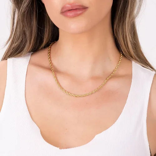 Vista 2 de Barzel Collar de cadena de cuerda chapada en oro de 18 quilates, fabricado en Brasil