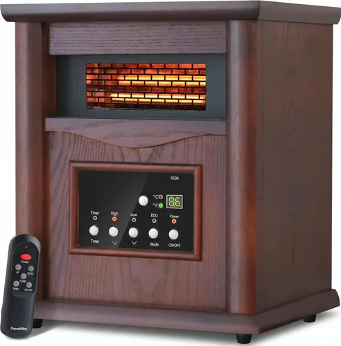 Vista 8 de Nordic Hygge Calentador de espacio portátil, calentador infrarrojo eléctrico de 1500 W para uso en interiores, sala de estar, dormitorio, oficina