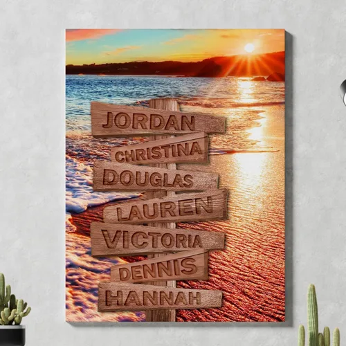 Vista 28 de Chiside Letrero de calle familiar con nombre, lienzo artístico para decoración del hogar, lienzo personalizado con nombres de familia, fecha