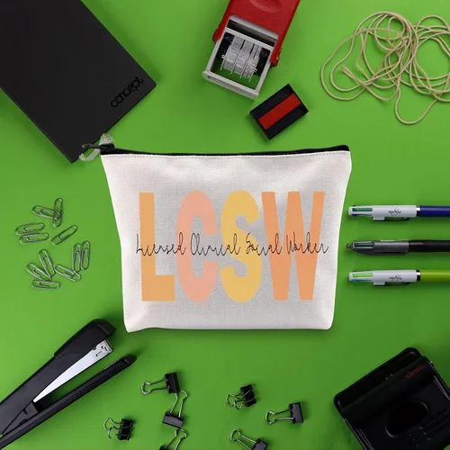 Vista 6 de BLUPARK Trabajador Social Regalo Trabajador Social LMSW LISW LCSW Bolsa de Maquillaje Trabajador Social Regalo de Graduación Trabajo Social Regalo