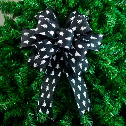 Vista 3 de Wreath Bow for Add On Attachments to Staircase, Garlands, Lanterns - Customized (Christmas Black Tree, Set of 1)
