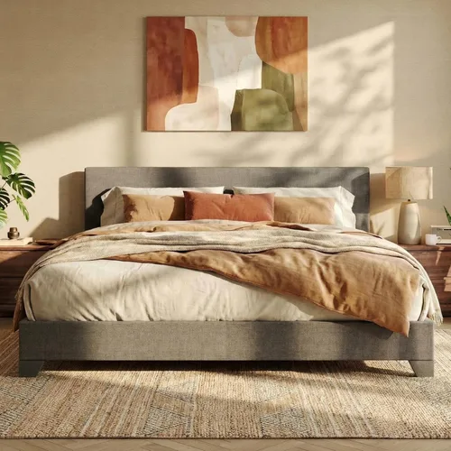 Vista 16 de SHA CERLIN Base de cama tamaño King con cabecera ajustable, plataforma tapizada de piel sintética con listones de madera, base de colchón estable