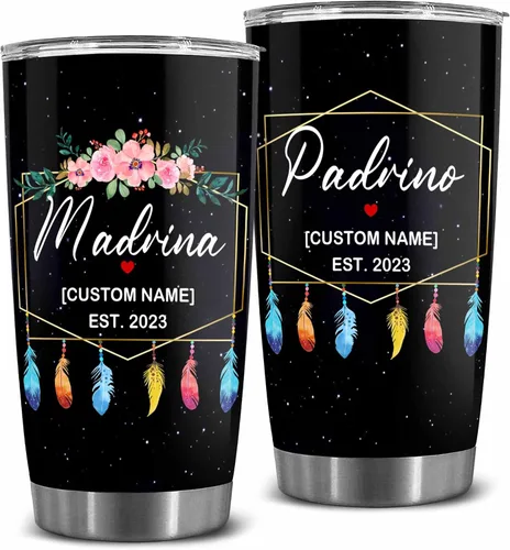 Vista 14 de WHIDOBE Juego de vasos personalizados para padrinos, copa Padrino y Madrina, idea de regalo para padrinos, Quieren Ser Mis Padrinos De Bautizo