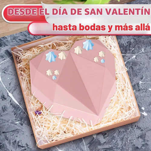 Vista 9 de HYQO - Molde de corazón rompible, silicona con forma de diamante para conchas de chocolate Chocolate Heart Mold for Mousse Cakes & Cheesecake