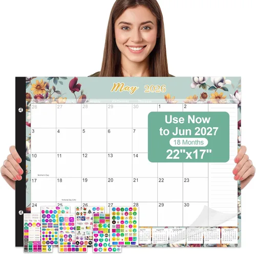 Vista 11 de Gannyfer Calendario de escritorio 2026-18 meses, calendario de escritorio grande, para usar ahora hasta diciembre de 2026, calendario de escritorio