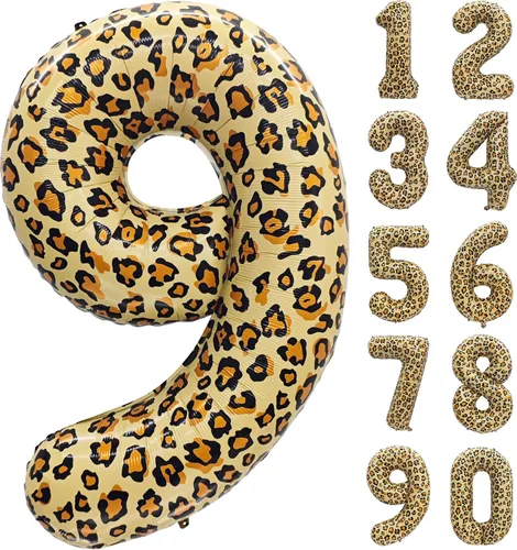 Vista 7 de Decoraciones de globos de letras de feliz cumpleaños con estampado de Estampado de leopardo
