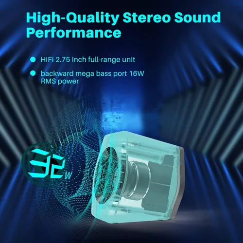 Vista 3 de Altavoces G2000 de 32W para PC de Computadora de Edifier para Gaming Desktop PC Laptop Mac con Woofer, Bluetooth, USB, Entradas AUX de 3.5mm, Luces