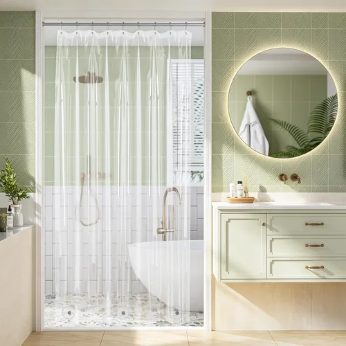 Vista 18 de Amazer forro de cortina de ducha para cabina, 36x72 forro de ducha de plástico transparente PEVA de peso medio para cortinas interiores de ducha