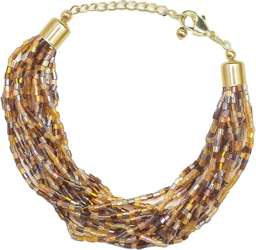 Vista 5 de Pendientes de pulsera de múltiples hebras en capas, collar largo hecho a mano con cuentas para mujer, disfraz de moda, juegos de joyería vintage