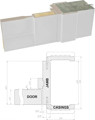 Vista 4 de SARTODOORS Puerta francesa maciza de 18 x 80 pulgadas Lucia 2661 blanco mate Marco de panel regular individual manija Puertas resistentes