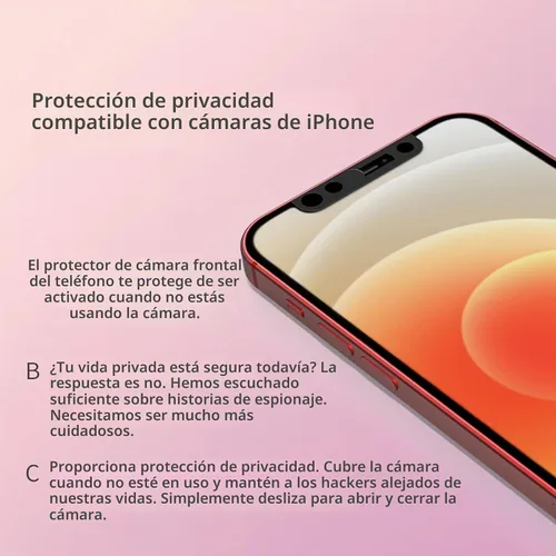 Vista 5 de Funda para cámara frontal de teléfono, funda para cámara web compatible con iPhone X/XS/XR/XS Max, iPhone 11/11 Pro/11 Pro Max, iPhone 12/12 Mini