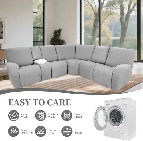 Vista 8 de Fundas de sofá reclinable seccional 100% impermeables para sofá reclinable en forma de L, funda de sofá modular de esquina en forma de L, fundas