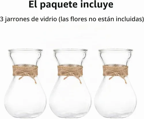Vista 7 de Hewory - Jarrones de cristal pequeños para centros de mesa, 3 piezas de jacinto transparente, jacinto, aguacate, brote de brote, a granel, lindo