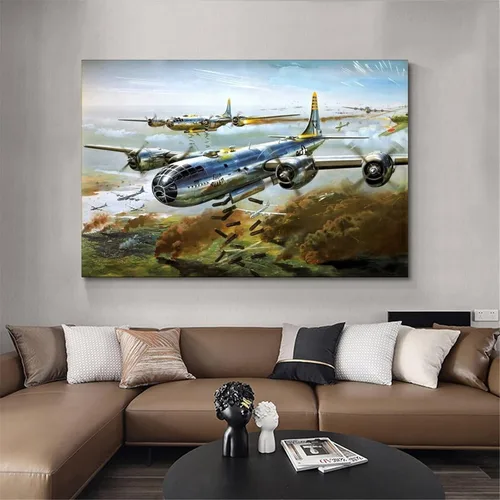 Vista 4 de LVUPIIG Póster de bombardero estratégico B-29 de la Segunda Guerra Mundial, pintura decorativa en lienzo, arte de pared, póster de sala de estar