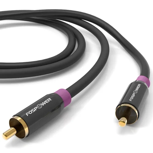 Vista 5 de FosPower Cable de subwoofer (6 pies) RCA a RCA Audio estéreo, macho a macho - Cable blindado doble Conector chapado en oro de 24 quilates