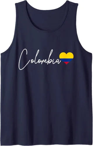 Vista 6 de Camiseta sin mangas con la bandera colombiana del orgullo del corazón de Colombia, Negro