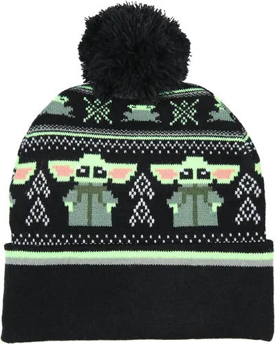 Vista 2 de Star Wars The Child Baby Yoda Fairisle Cuff Knit Pom Youth Beanie, Multi