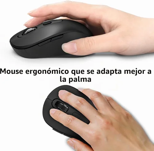 Vista 6 de Mouse inalámbrico para laptop, PC, Chromebook, Mac, MacBook, mouse inalámbrico silencioso con receptor USB nano, botón lateral, 2400 DPI, rodillo