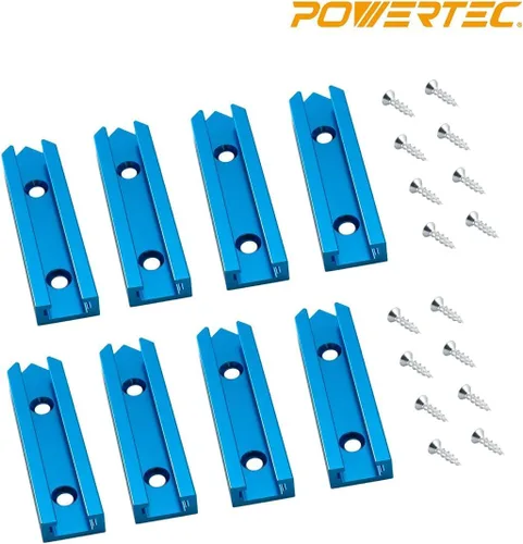Vista 2 de POWERTEC 72080 Kit de intersección de pista en T de 3 pulgadas, 2 juegos con tornillos para madera y kit de 16 piezas de perilla de pista en T que