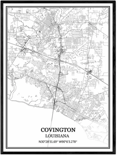 Vista 12 de TANOKCRS Baton Rouge Louisiana USA - Póster impreso en lienzo con diseño de mapa de Estados Unidos, sin marco, moderno, en blanco y negro, regalo