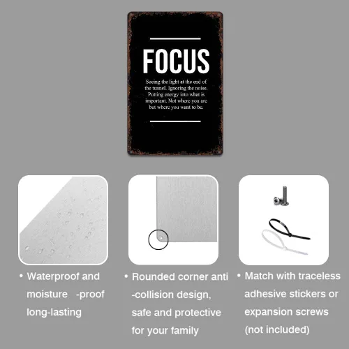 Vista 7 de KERUNSM Motivational Canvas Wall Art Black & White Inspirational Quote Funny Metal Tin Signs 8x12 Inch Aluminum Retro Poster-For Living Bathroom