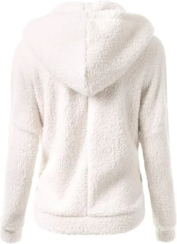 Vista 4 de Abrigo con capucha acolchado cálido invierno para mujer, cárdigan botones cuerno sólido a la moda, abrigo liger gran Tops