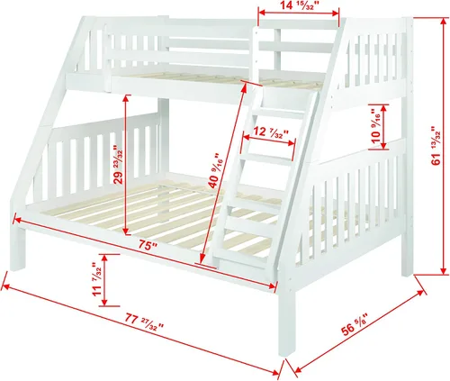 Vista 2 de Donco Kids Austin Mission Twin sobre litera blanca completa