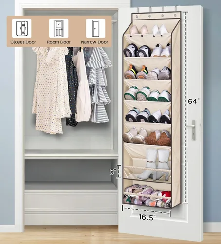 Vista 2 de KEETDY Organizador de zapatos sobre la puerta para 20 pares de tenis, organizador grande de zapatos colgantes para armario, puerta, almacenamiento