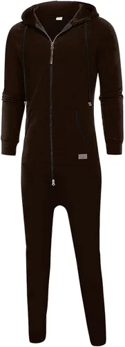 Vista 3 de Enterizo con capucha y cremallera para hombre, mameluco de una pieza con capucha y pijama, conjunto de sudadera para correr
