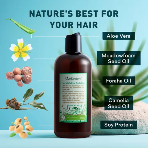 Vista 5 de Just Nutritive Gel de hierbas para cabello rizado Gel para peinar y acondicionar el cabello encrespado 16 onzas