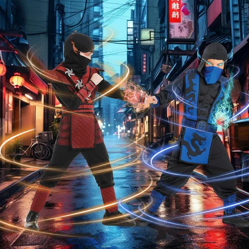 Vista 7 de JUST FOR PARTY Ninja Costume for Boys Kids for Halloween