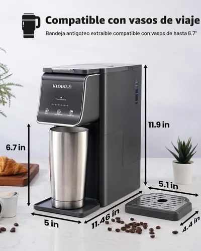 Vista 2 de KIDISLE Cafetera molida y taza K de una sola porción, preparación caliente