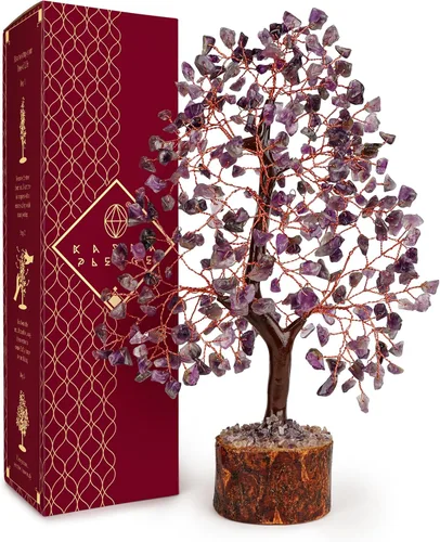 Vista 45 de Árbol de la vida de cristal para decoración del hogar y la oficina, regalos para mujeres, piedras curativas de amazonita de chakra, árbol bonsái