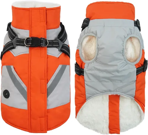 Vista 16 de IECOii Abrigos para perros pequeños, arnés de invierno con cremallera, color verde, talla XS, cálido abrigo de invierno para perros pequeños